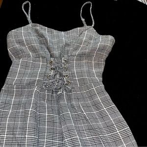 Wild Fable Black & White Plaid Mini Above-Knee Dress; small